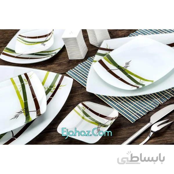 سرویس غذاخوری 25 پارچه ظروف شیشه ای طرح بامبو آرکوفام