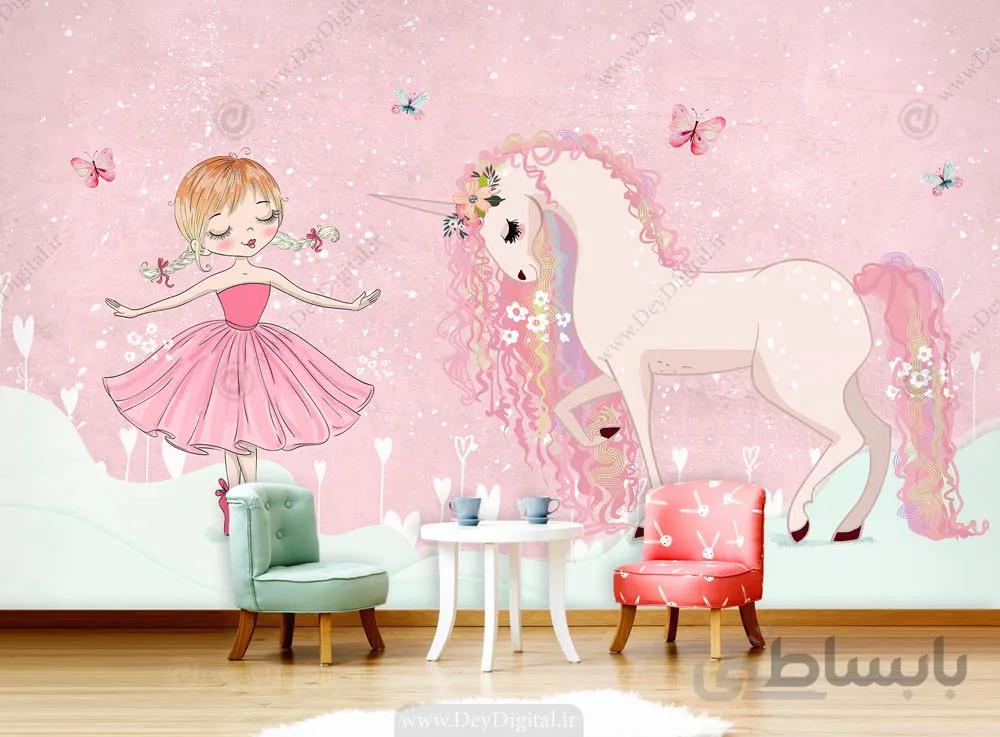پوستر دخترانه پرنسسی و اسب تک شاخ BA-4915