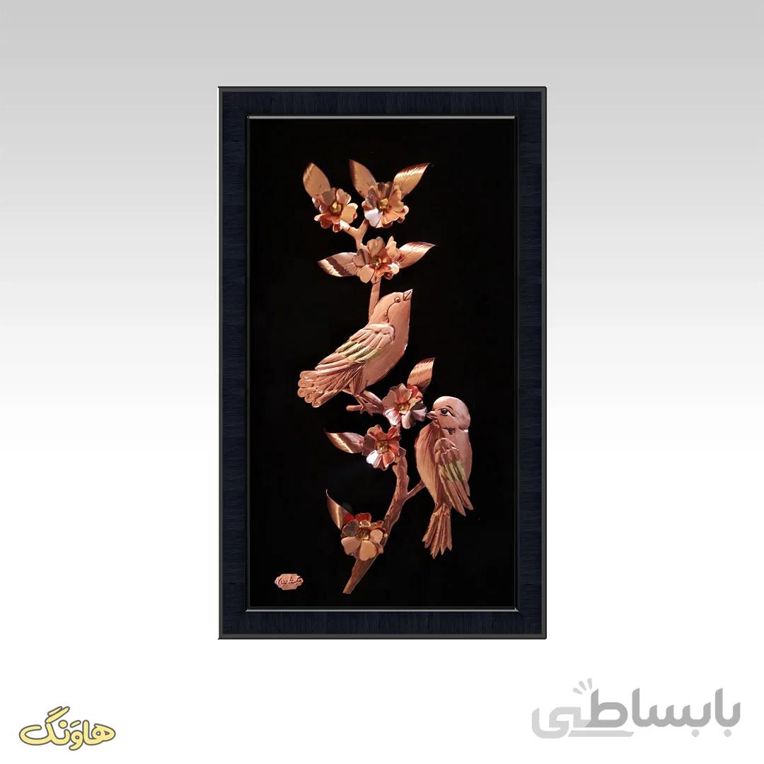 تابلو معرق مس گل و مرغ B05