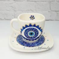 فنجان نعلبکی چای خوری چشم نظر کد ۱۶