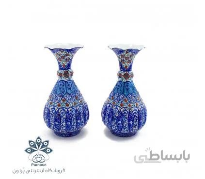 گلدان میناکاری تنه گرد 16 سانتی