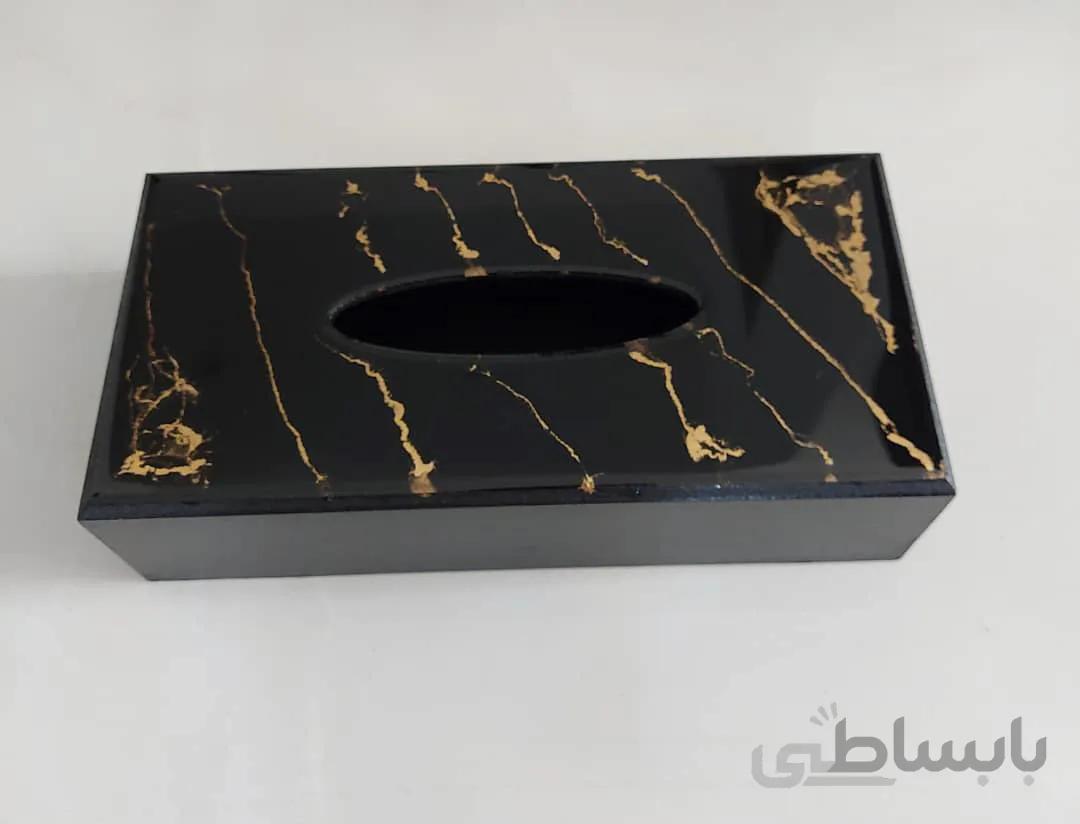 جعبه دستمال کاغذی چوب و رزین کد ۱۰۲۲۸۴