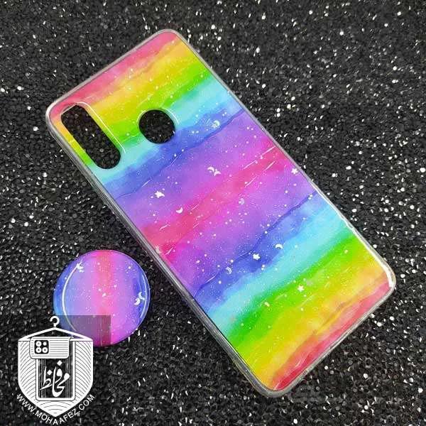 قاب رنگین کمانی سامسونگ Galaxy A20s پاپ سوکت دار کد SA489D