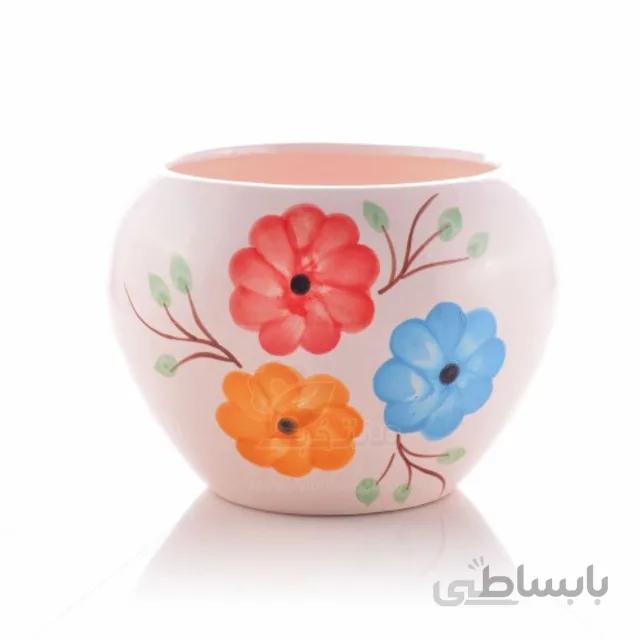 گلدان سرامیکی طرح سه گل ارتفاع 21 سانتی متر