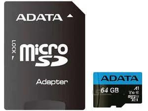 کارت حافظه ای دیتا مدل ADATA Premier microSDXC Card UHS-I Class 10 A1 V10 64GB 100MB/s با آداپتور