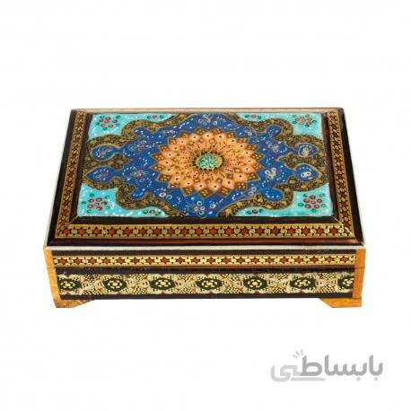 جعبه جاکارتی خاتم کاری نقاشی 11×8 سانتیمتری