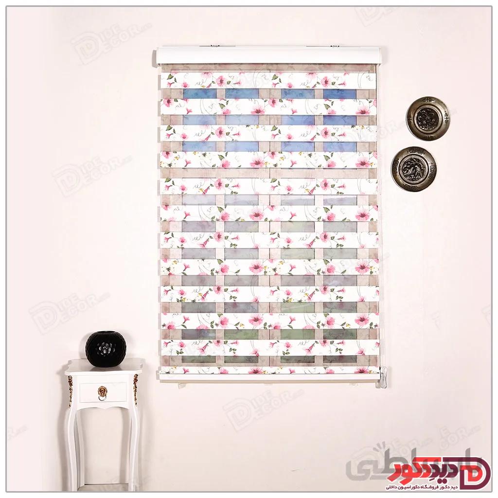 پرده زبرا گل دار چاپی دو رو کد H-130