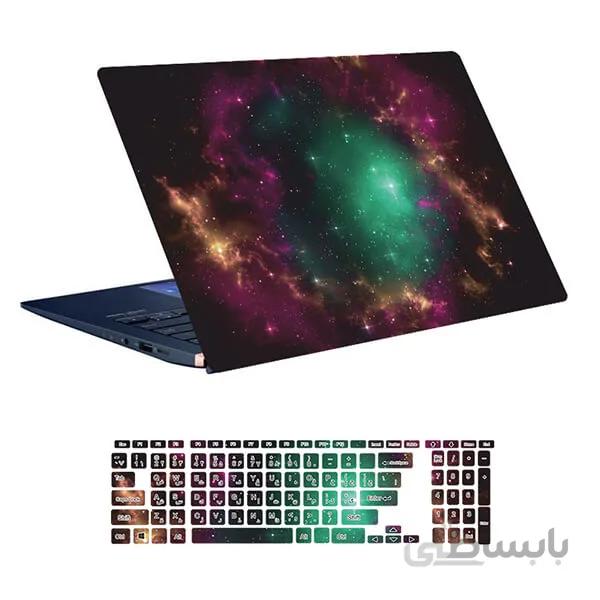 اسکین لپ تاپ طرح Space کد ۱۱۶ به همراه استیکر کیبورد