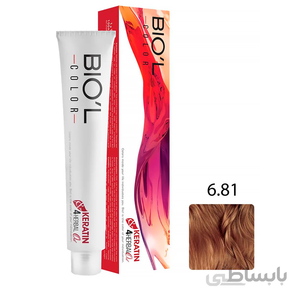 رنگ موی بیول سری بلوطی حجم 100 میل شماره 6.81 رنگ بلوند بلوطی تیره ا Biol Hair Color 100ml No 6.81