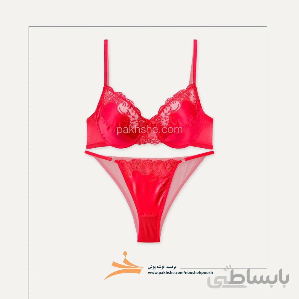 ست ساتن قرمز رنگ برند نوشه پوش کد 63001