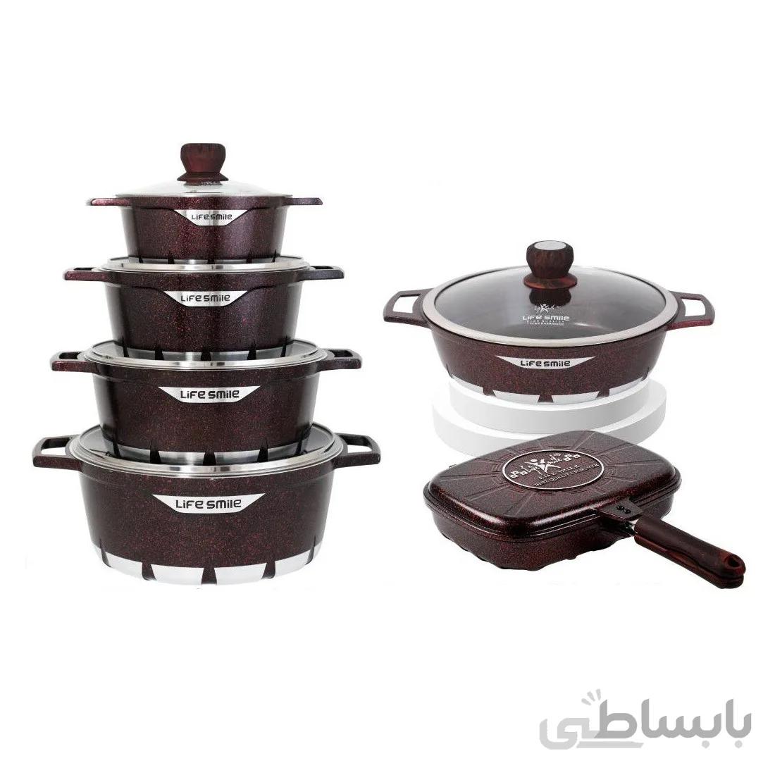 سرویس قابلمه گرانیتی لایف اسمایل مدل FLCM12 شامل 12 پارچه ا LIFE SMILE FLCM12 Cookware Set