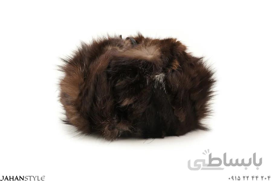 کلاه روسی خزدار قهوهای تیره پوست طبیعی خرگوش