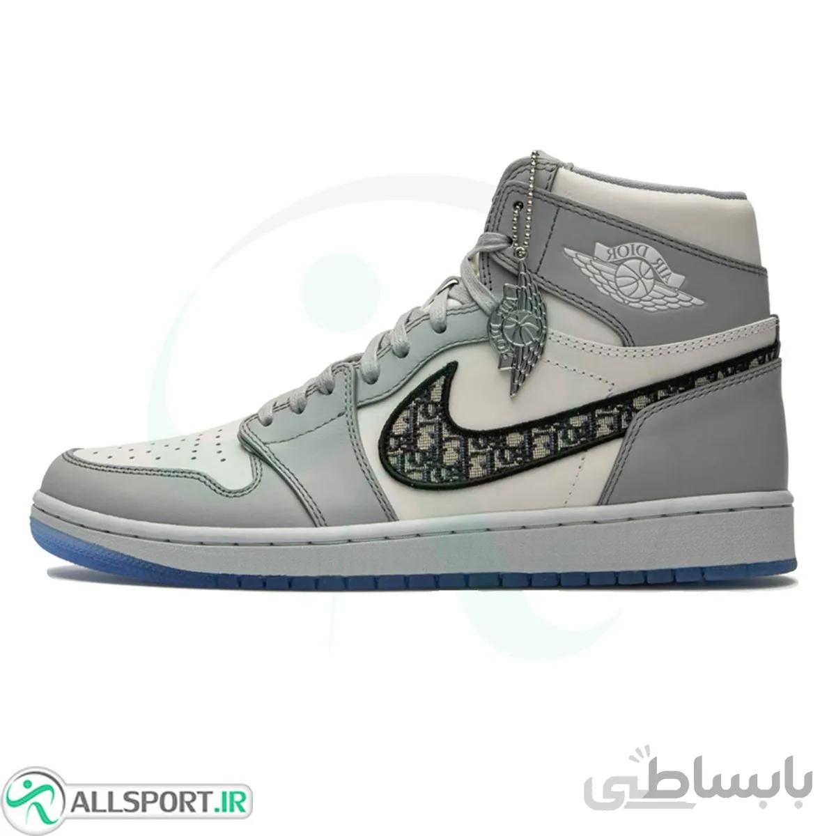 کفش بسکتبال زنانه نایک طرح اصلی Nike Jordan 1 Retro High Dior Grey