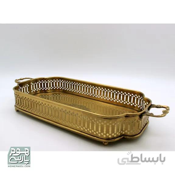 سینی مستطیل لبه بلند برنجی کد 62009A