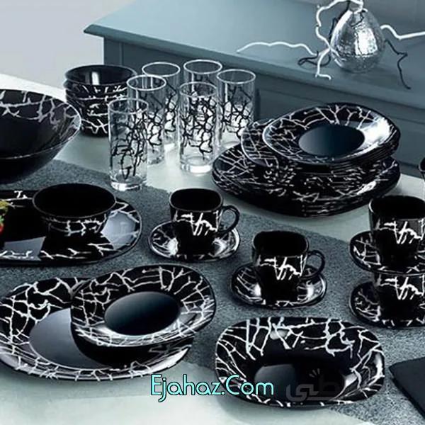 سرویس آرکوپال 38 پارچه لومینارک فرانسه مدل دریپینگ سیاه لومینارک(Luminarc)