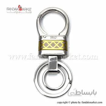 جاکلیدی دو حلقه ای فلزی با طرح طلایی