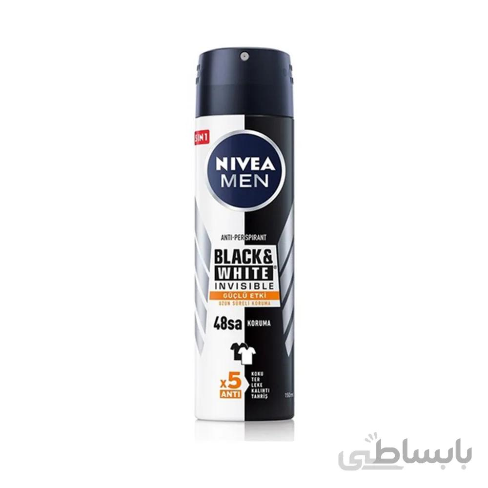 اسپری ضد تعریق مردانه نیوآ مدل Black & White Invisible Guclu Etki حجم ۱۵۰ میل