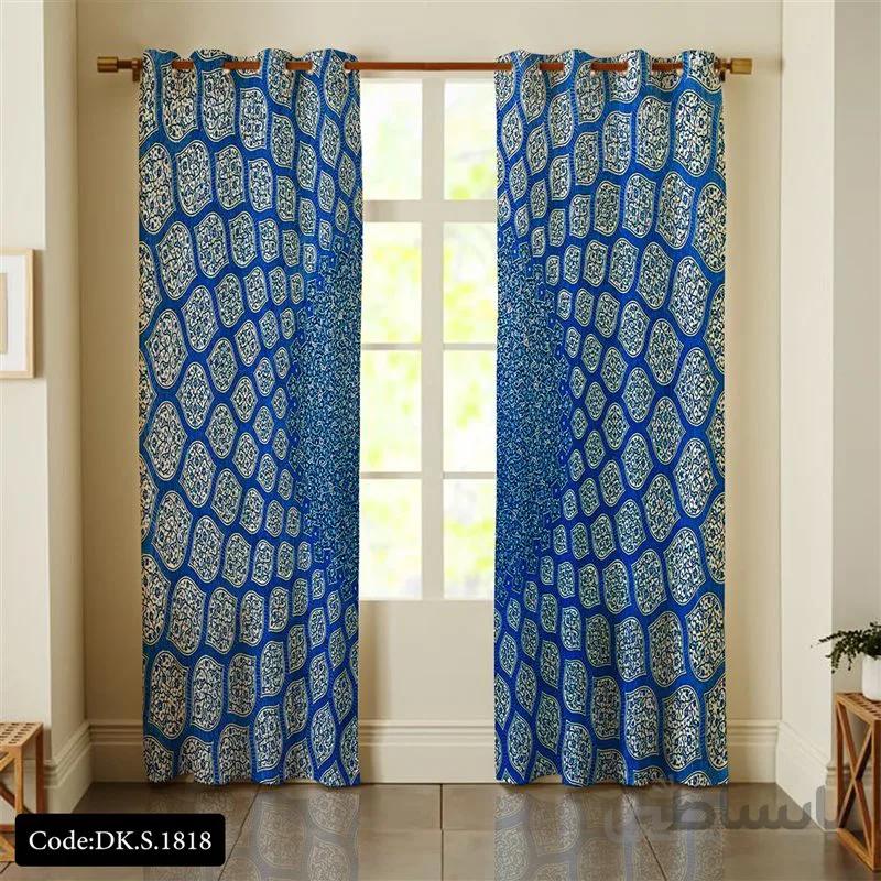 پرده پانچی (هازان و مخمل)کد DK.S.1818 طرح ایرانی و سنتی اسلیمی قرینه