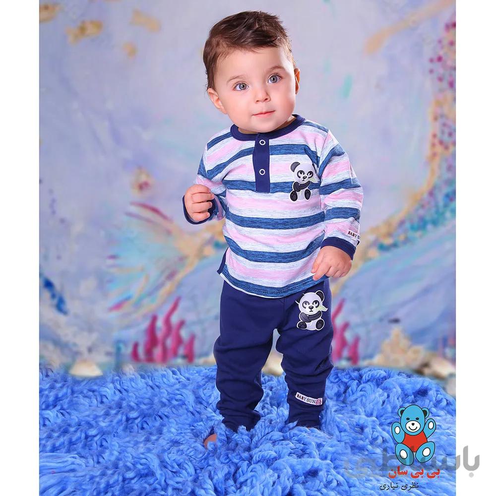 ست تی شرت آستین بلند و شلوار نوزادی بی بی سان طرح پاندا