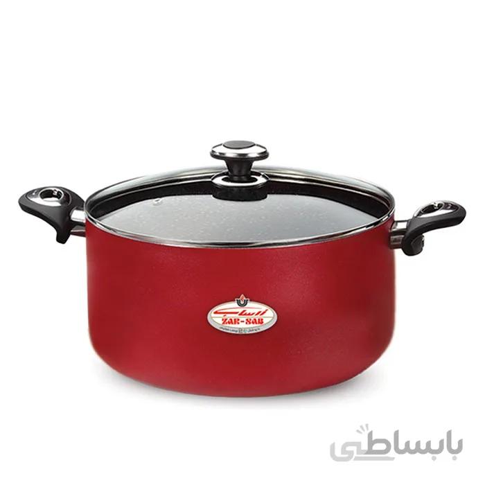 قابلمه سایز 32 گرانیتا زرشکی با درب شیشه ای زرساب کد GT-432R