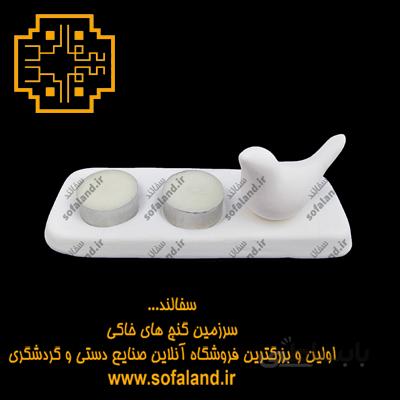 جا شمعی مستطیل پرنده دار سرامیکی