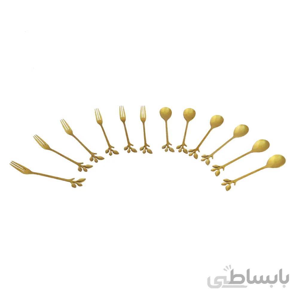 سرویس قاشق و چنگال دسر خوری 12 پارچه طرح برگ
