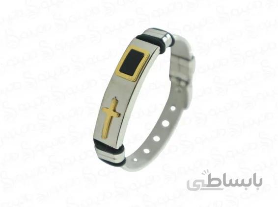 دستبند اسپرت استیل طرح صلیب 12114