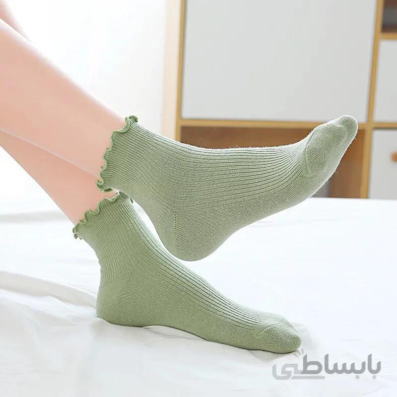 جوراب مچی زنانه کبریتی لبه چین دار
