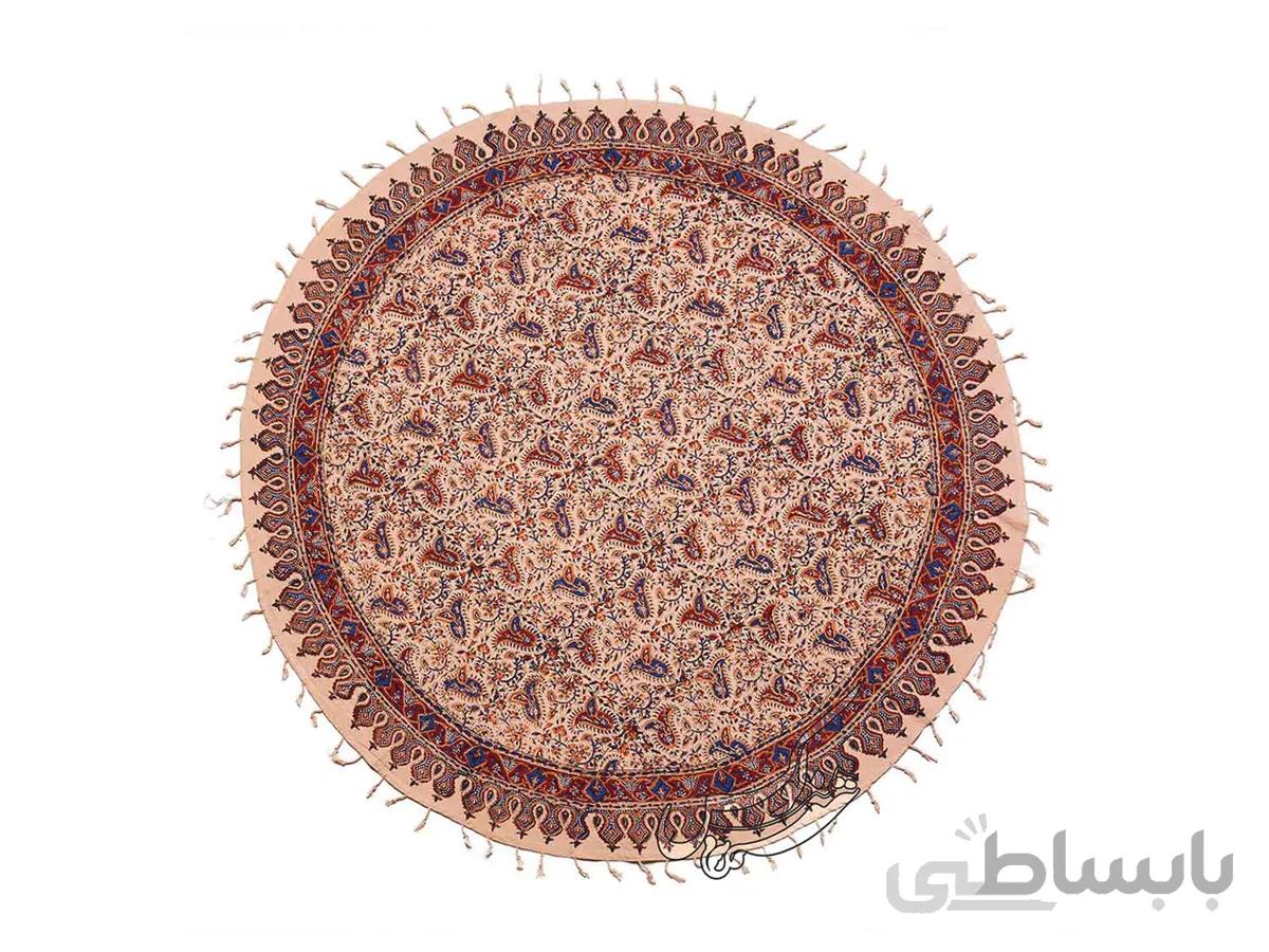 رومیزی قلمکار گرد طرح بته جقه