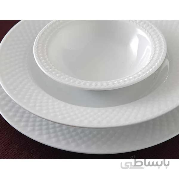 سرویس غذاخوری 102 پارچه چینی زرین ایران سری رادیانس مدل سفید ( Sefid )درجه عالی
