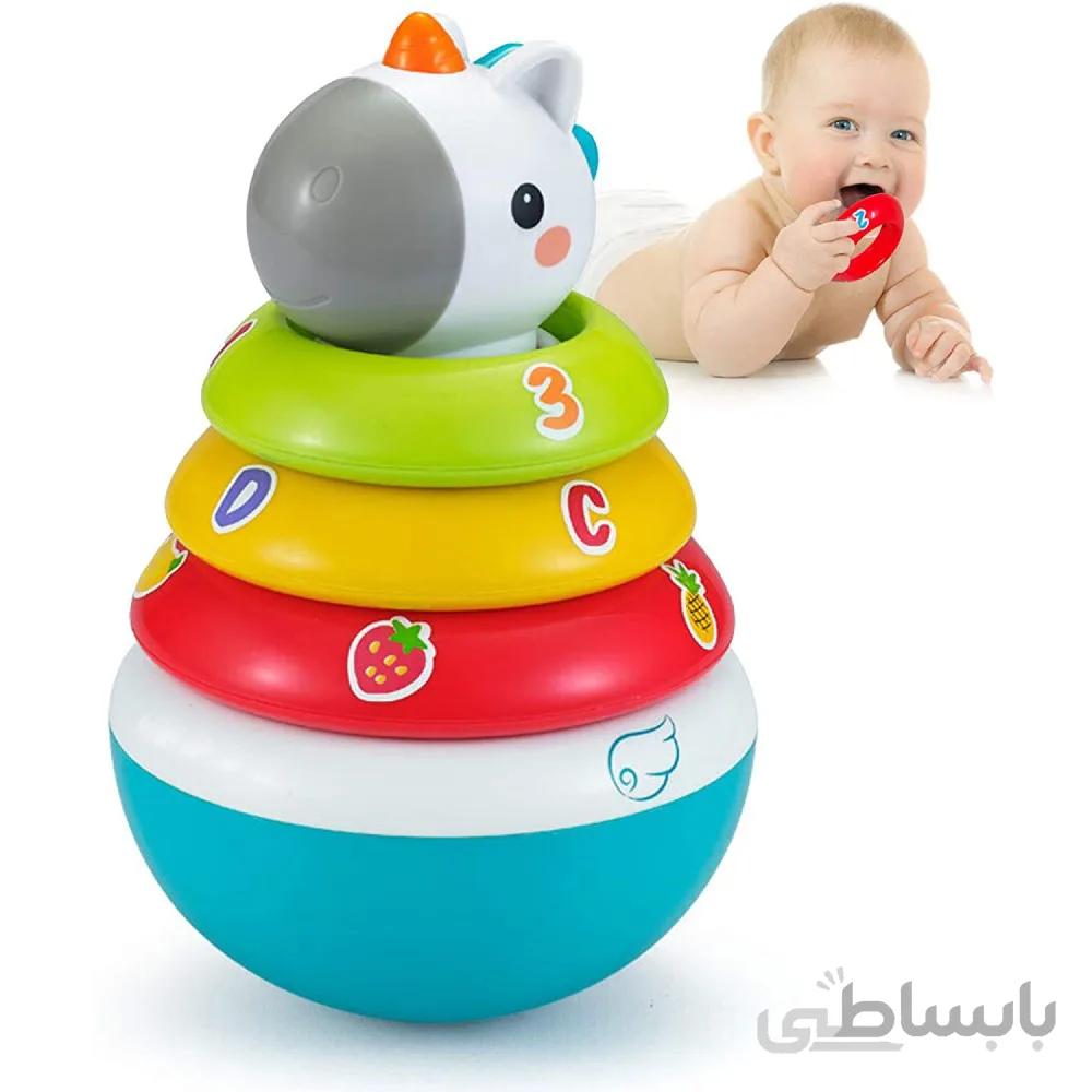 اسباب بازی حلقه هوش تعادلی و جغجغه یونیکورن هولی تویز مدل 3136 Hola Toys Rings Baby Toy with Unicorn