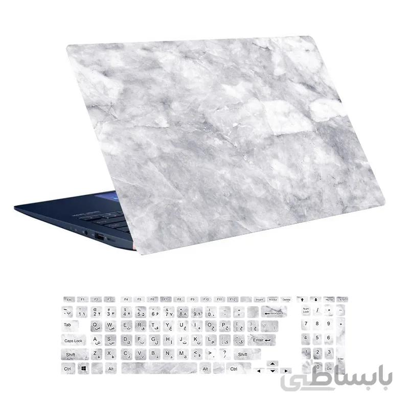 اسکین لپ تاپ طرح Marble کد ۴۲ به همراه استیکر کیبورد