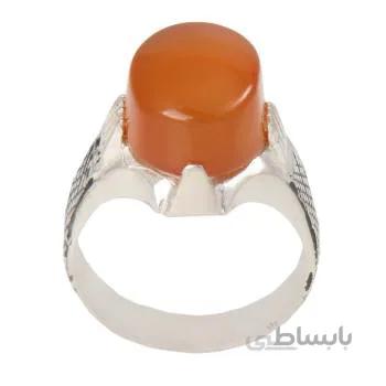 انگشتر نقره مردانه مدل سنگ عقیق یمن رکاب قلم کاری کد am_1907