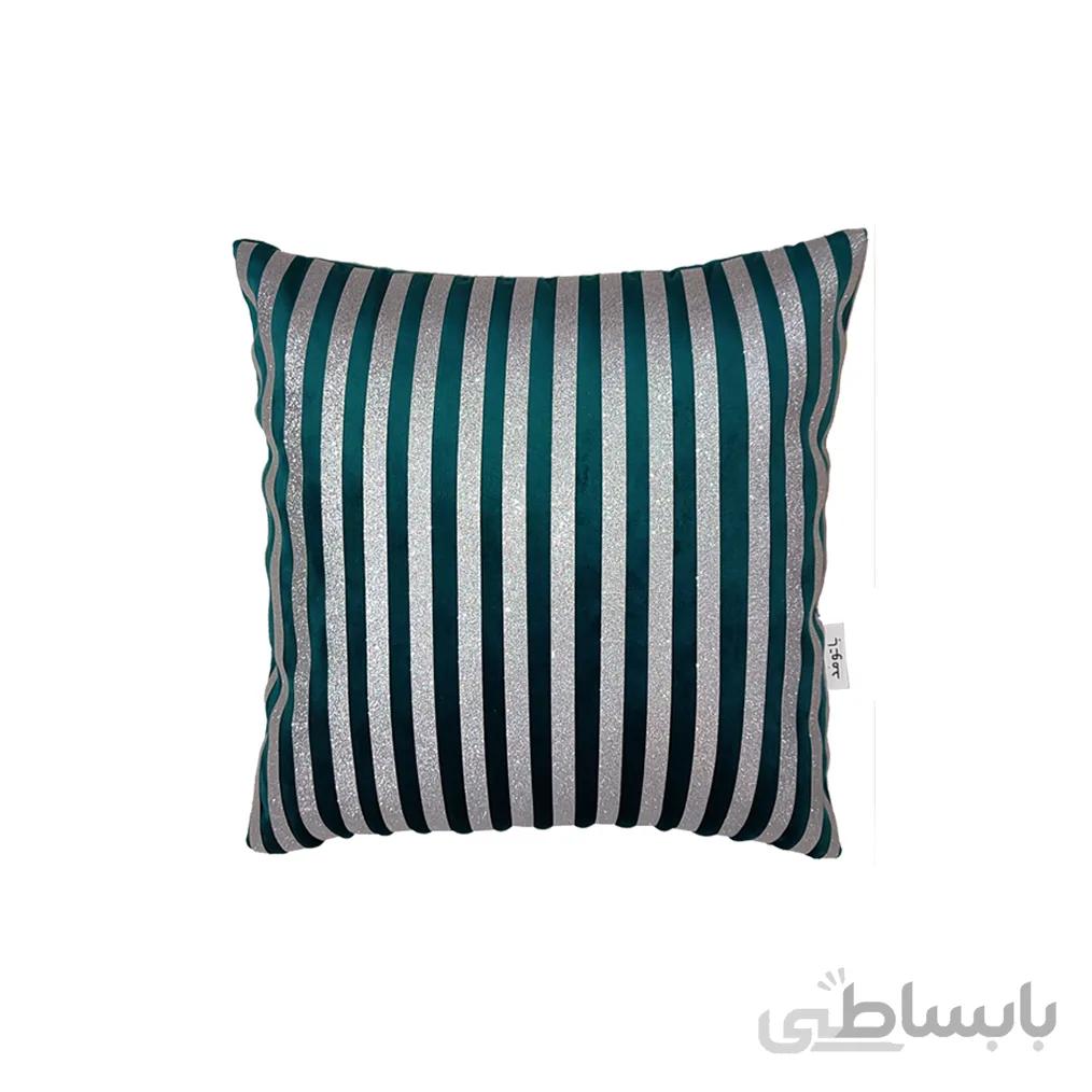 کوسن ترکیبی چرم و مخمل مدل رومی رنگ کله غازی