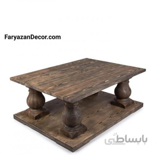 میز جلو مبلی فریازان دکور مدل انگلیسی پایه ستونی