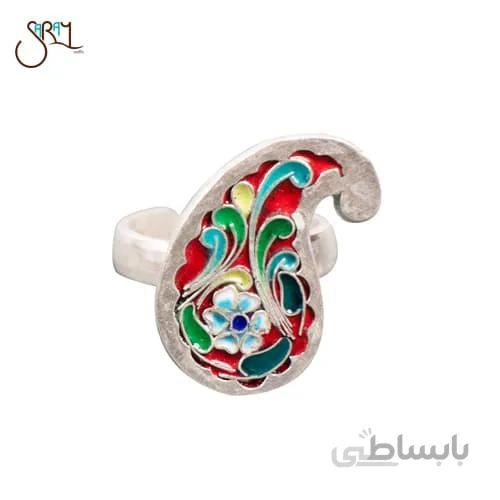 انگشتر نقره میناکاری دست ساز بته جقه مدل 0112