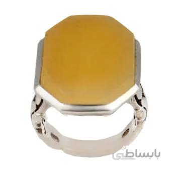 انگشتر نقره مردانه مدل عقیق یمن کهنه زرد کد AM_1778