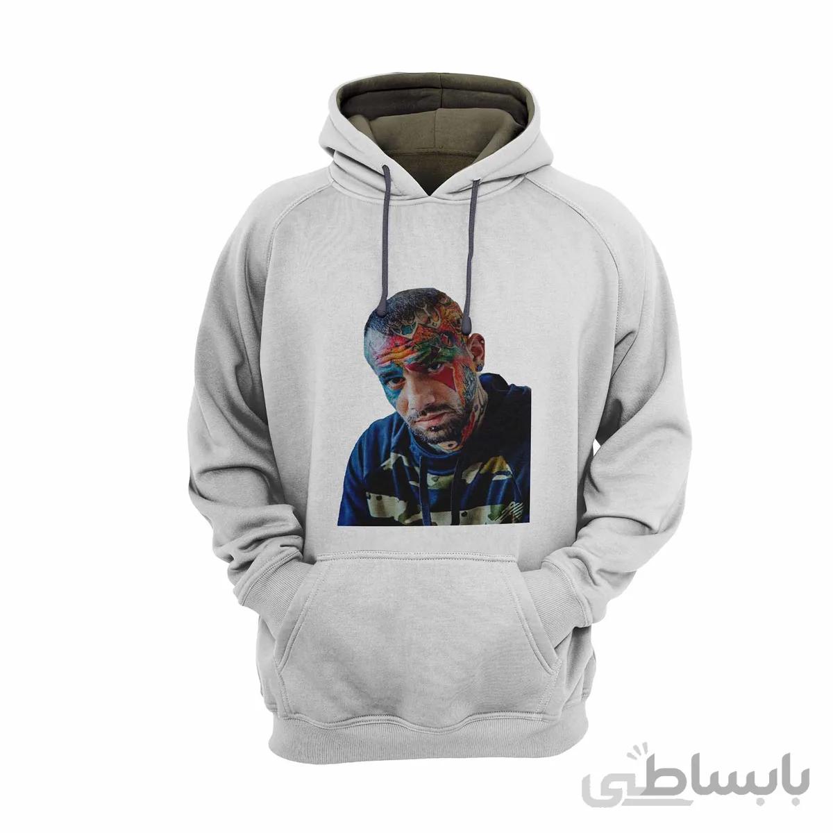 هودی سفید طرح خواننده تتلو Tataloo
