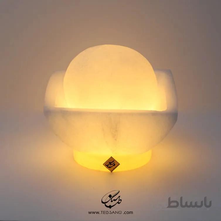 آباژور سنگ نمک طرح ماه پیکر پایه سنگی