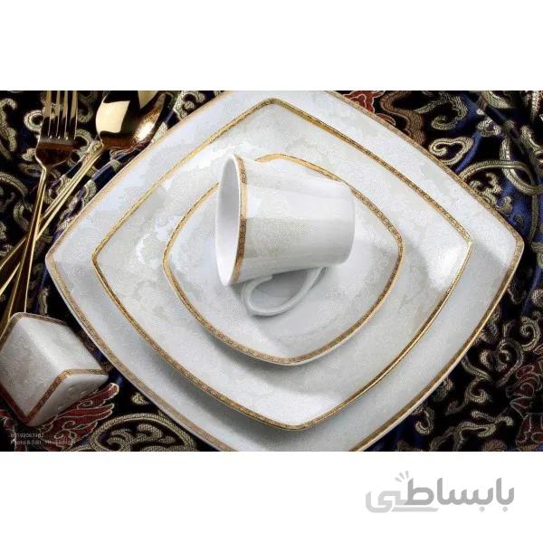 سرویس غذاخوری 6 نفره 30 پارچه چینی پردیس کاشان قالب پاریس طرح بیتا کد 186