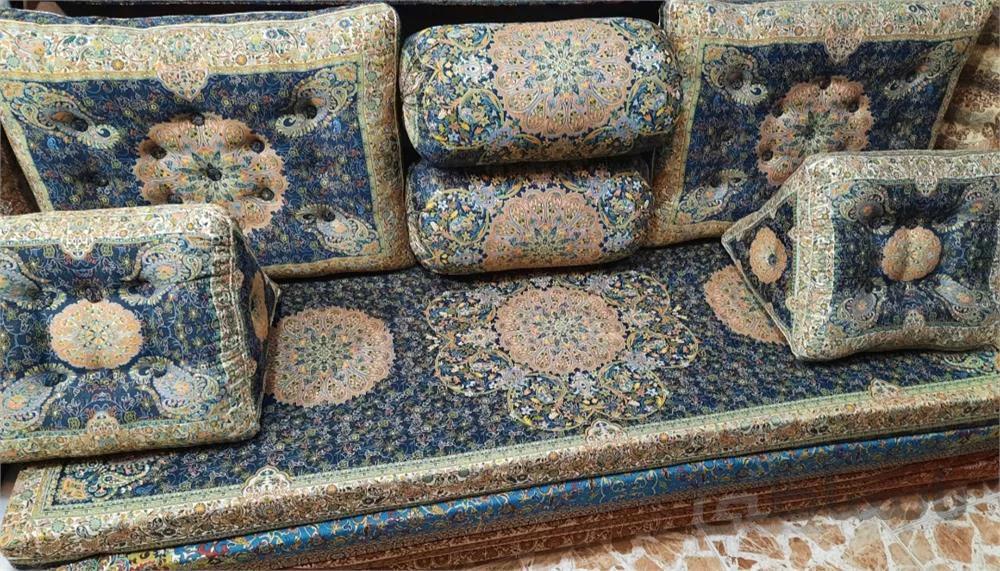 ست شاهنشین ۷تکه طرح افشار سرمه ای تراکم ۲۴۰ ا Royal set of 7 pieces, Afshar design, crimson, density, 240