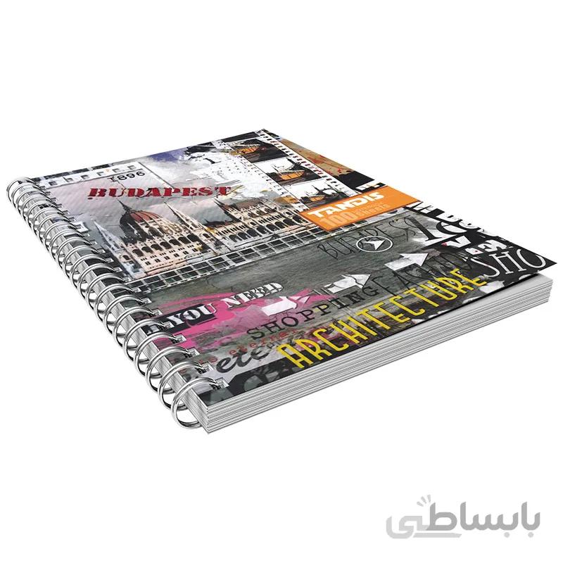 دفتر زبان 100 برگ کلاسیک سیمی جلد مقوایی تندیس کد 21
