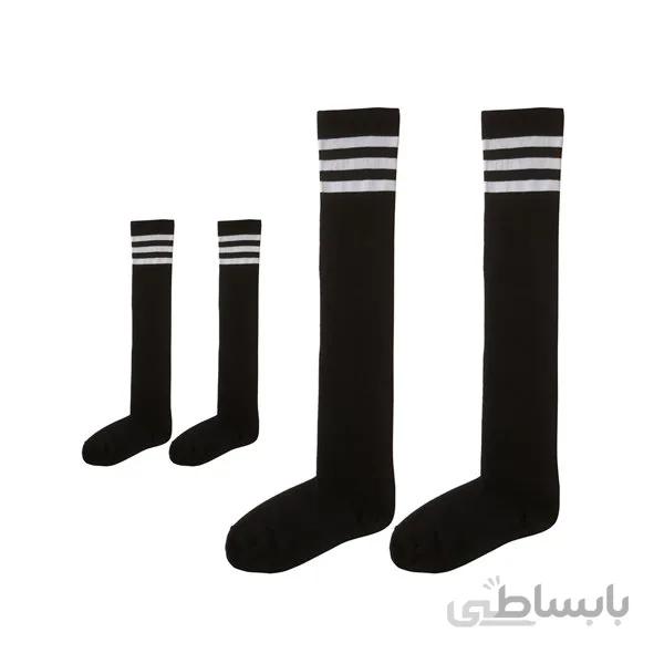 جوراب خط دار ساق بلند اسپرت طرح ادیداس ست مادر و کودک کد ph374.1