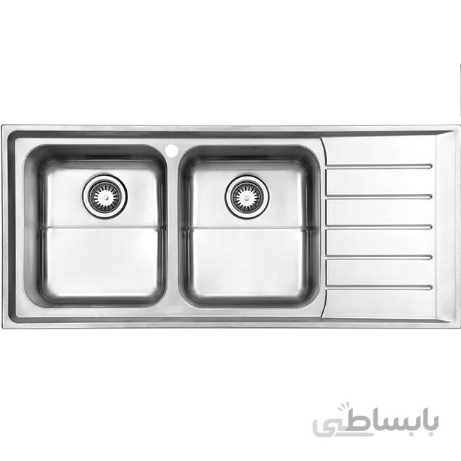 سینک ظرفشویی روکار استیل البرز ا Steel Alborz Double Bowl Sink 735