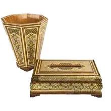 ست سطل و جا دستمال کاغذی خاتم کاری کد LN-86