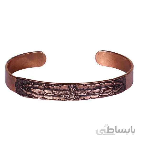 دستبند مسی پهن با طرح فروهر کد JW138