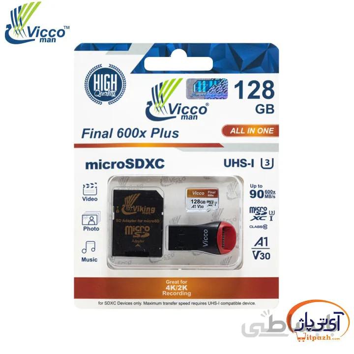 کارت حافظه microSD A1 U3 V30 ظرفیت 128 گیگابایت ویکومن سرعت 90m/s + رم ریدر و خشاب