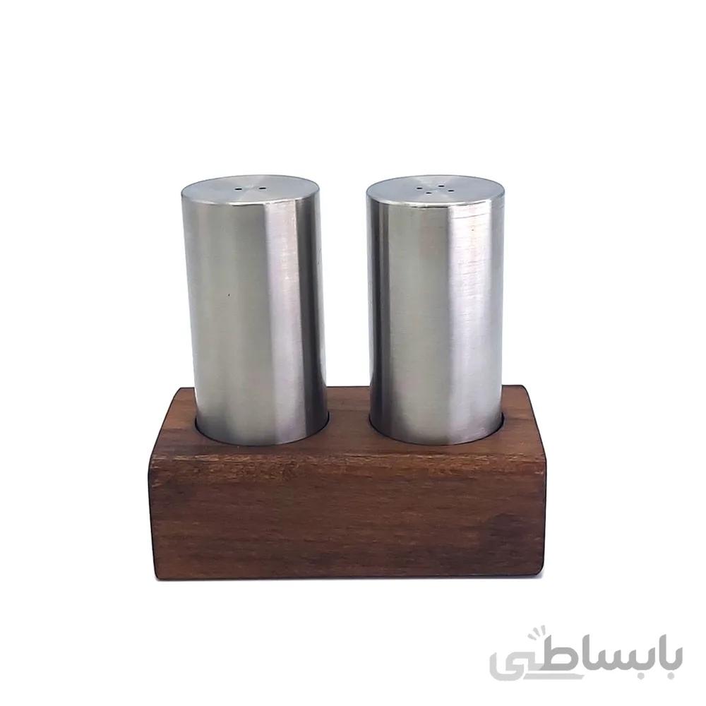 نمکدان استیل با پایه چوبی رومنس کد 1053