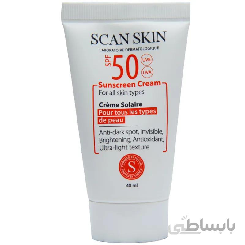 کرم ضد آفتاب پوست نرمال تا مختلط با Scan Skin SPF50 ا Scan Skin Sunscreen Cream For Normal To Combination Skin SPF50 40ml