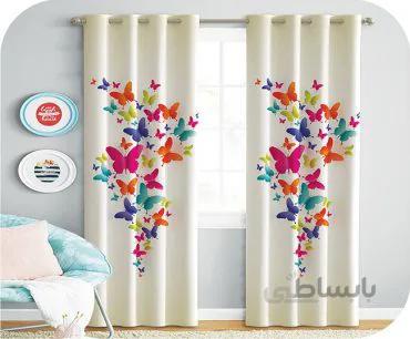 پرده چاپی طرح پروانه - کد 557